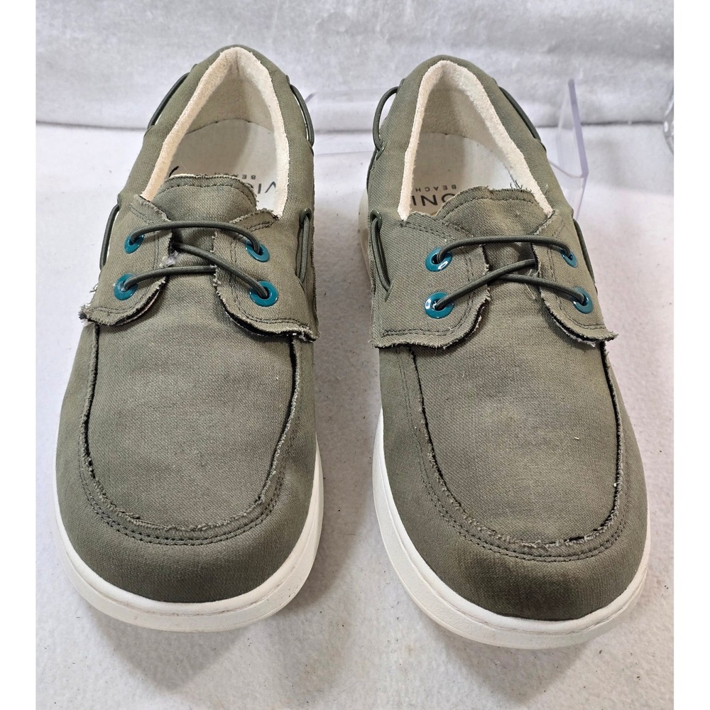 Vionic Beach Skipper Boat Shoes Olive Green Canvas Slip On Loafers Mens 10.5 - Picture 5 of 10